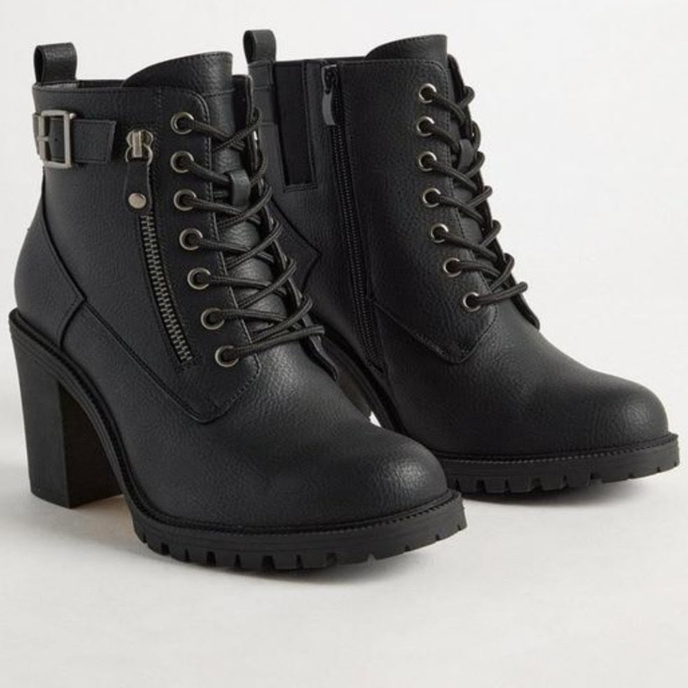 Torrid Black Lace-Up Ankle Booties